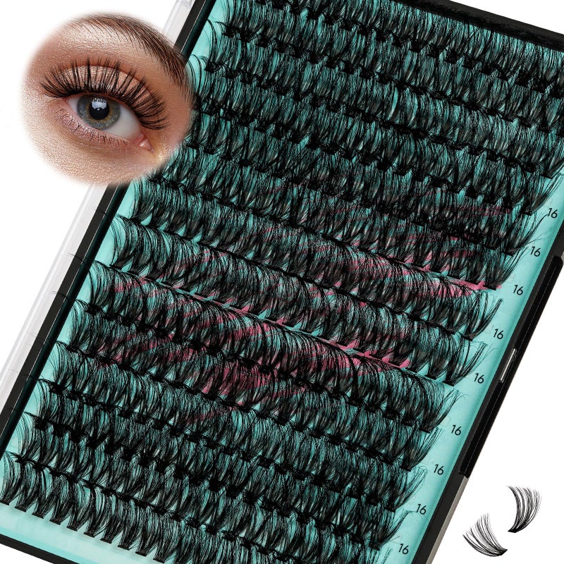 Lash Clusters Wispy 280PCS Eyelash Extension 60D Cluster Lashes Individual Lashes DIY Lash Extension Natural Look Cluster Eyelash Extensions Soft False Eyelashes at Home for Beginners16mm